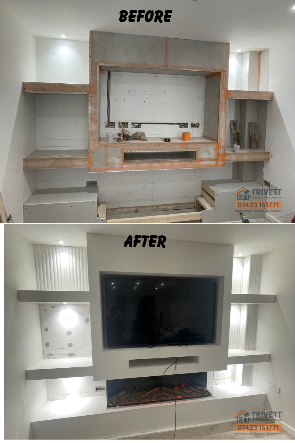 Before and after project photo