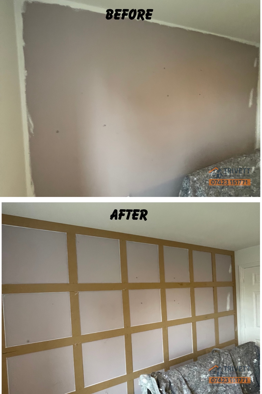 Before and after project photo