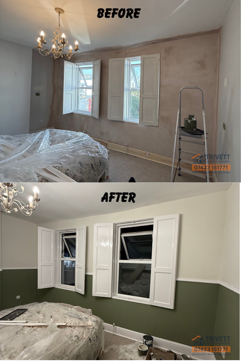 Before and after project photo