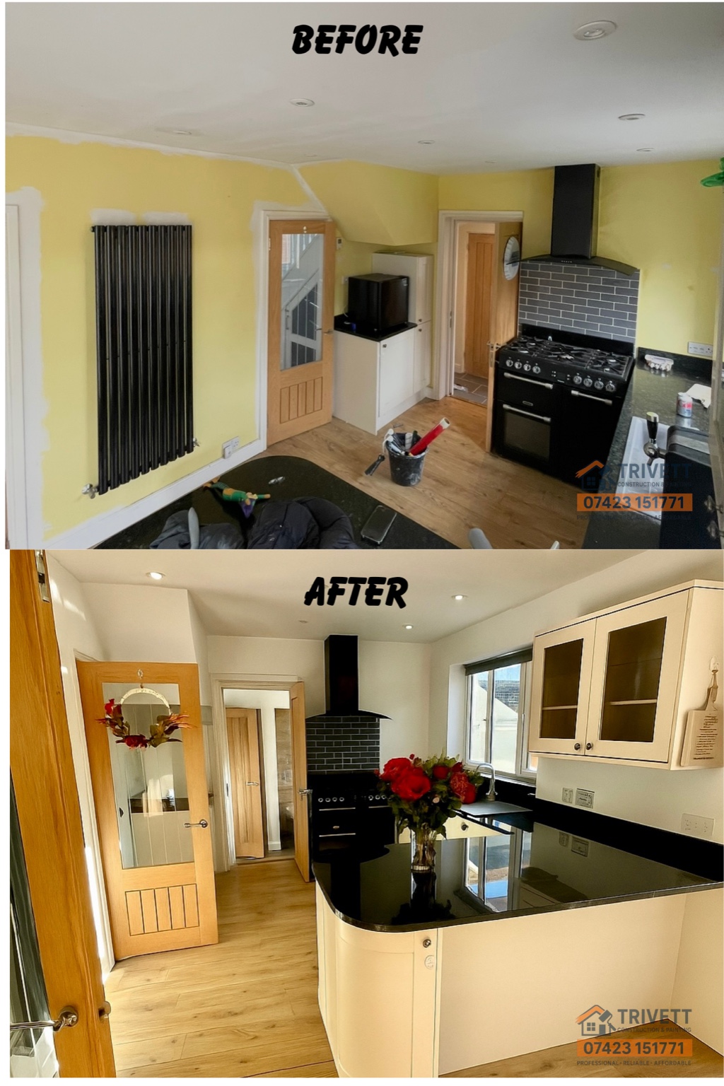 Before and after project photo