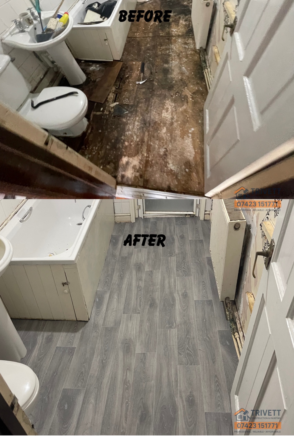 Before and after project photo