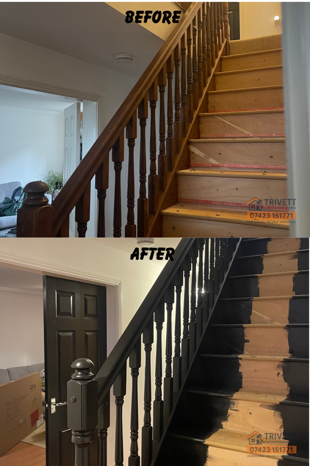 Before and after project photo