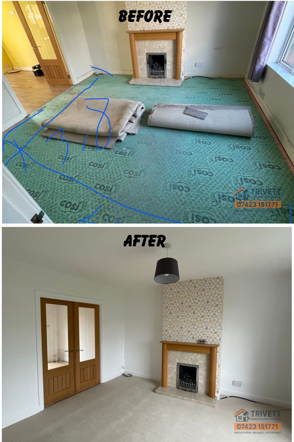 Before and after project photo