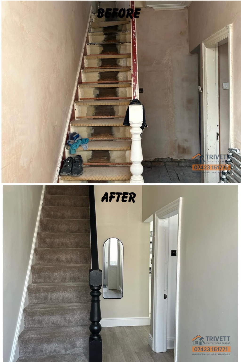 Before and after project photo