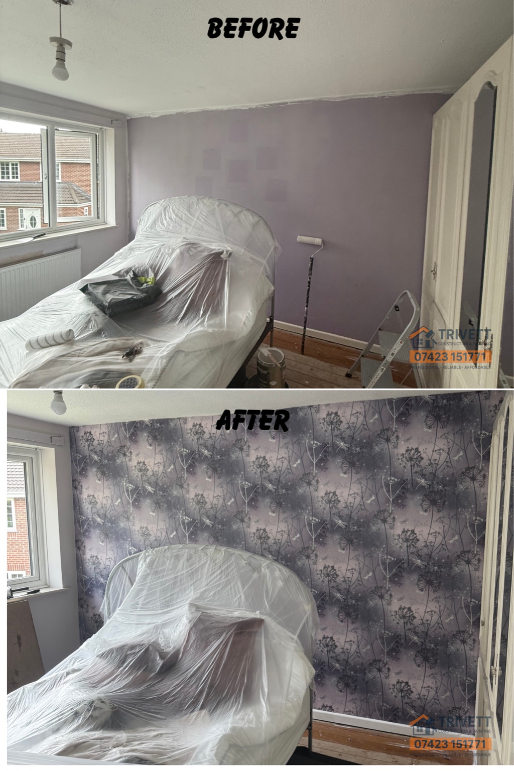 Before and after project photo