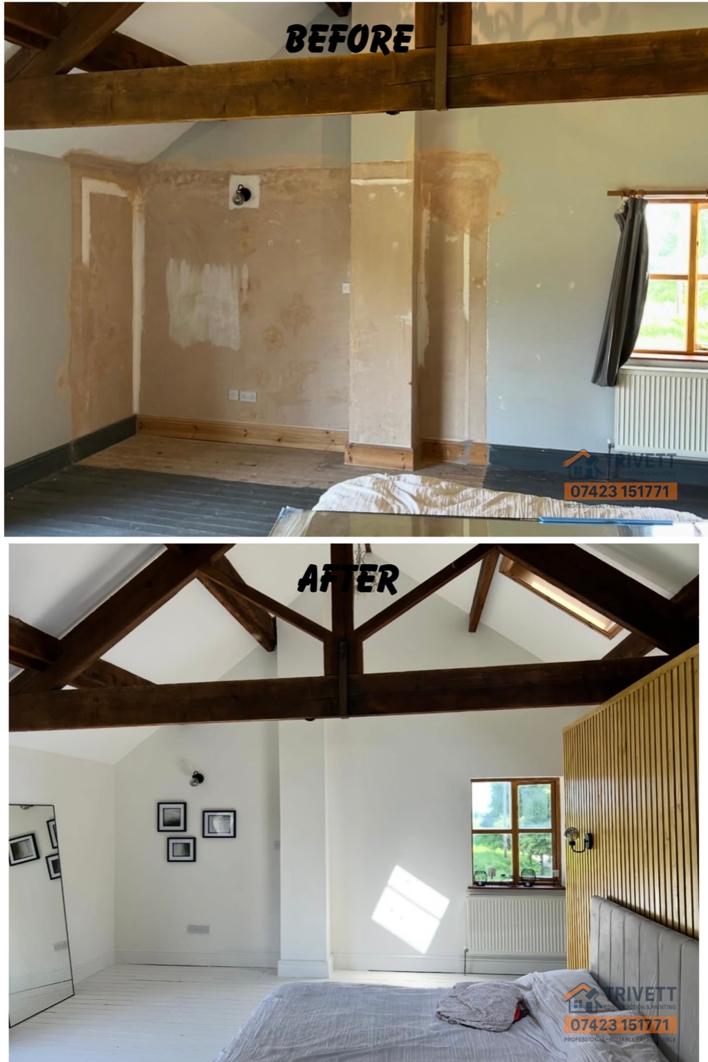 Before and after project photo