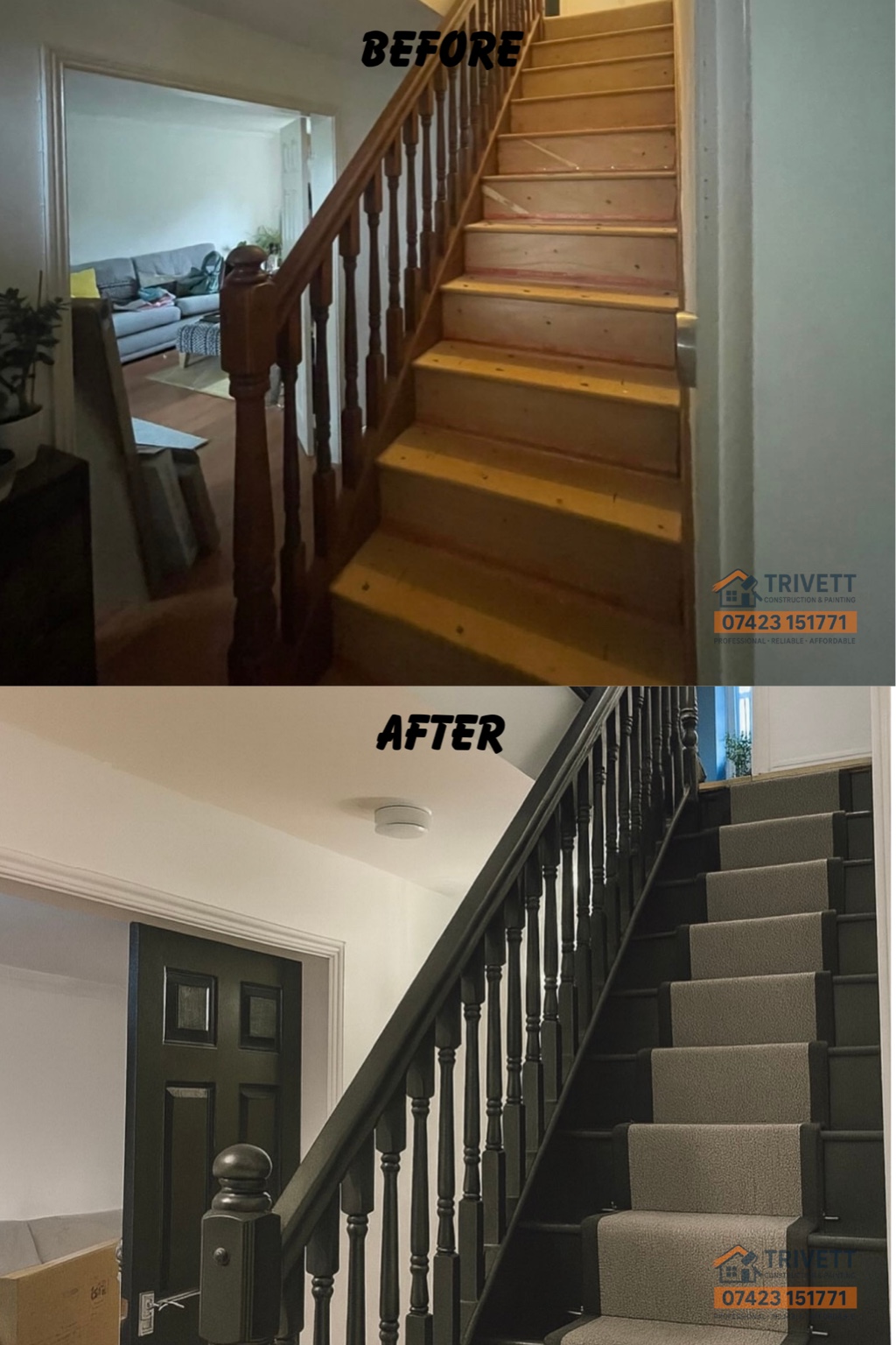 Before and after project photo